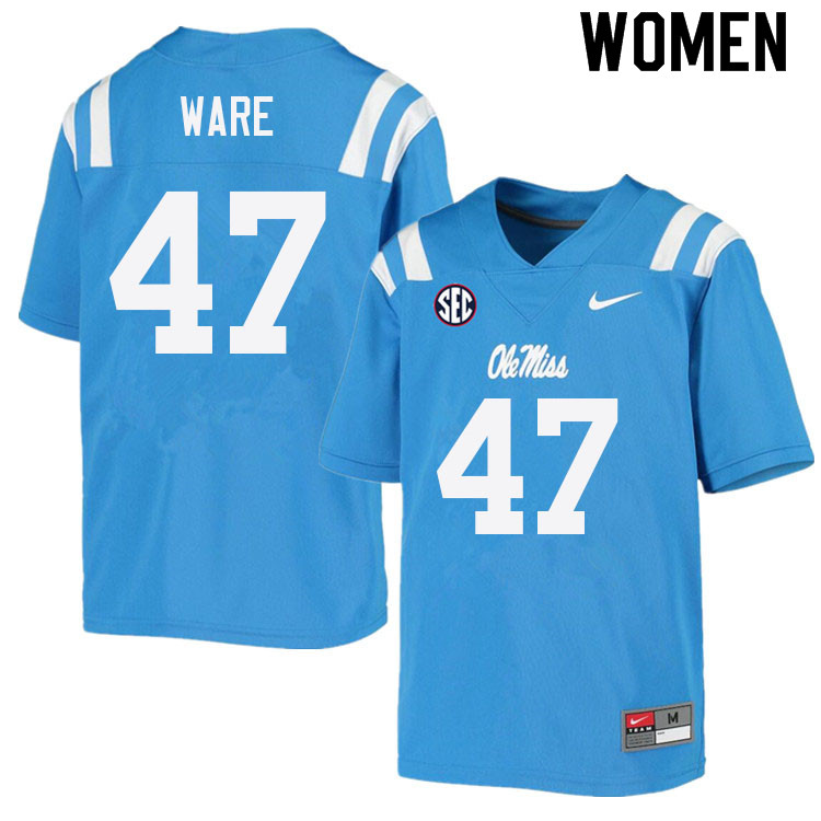 Matt Ware Ole Miss Rebels NCAA Women's Powder Blue #47 Stitched Limited College Football Jersey LQV4458QR